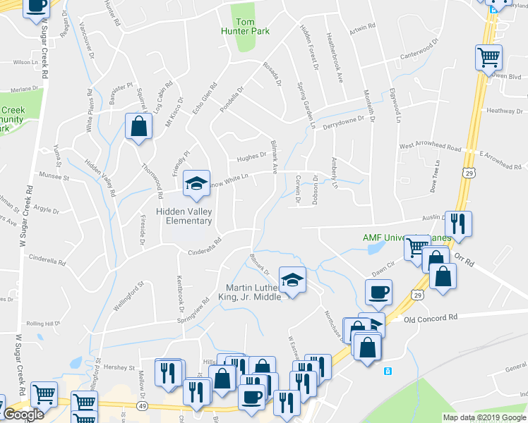 map of restaurants, bars, coffee shops, grocery stores, and more near 730 Bilmark Avenue in Charlotte