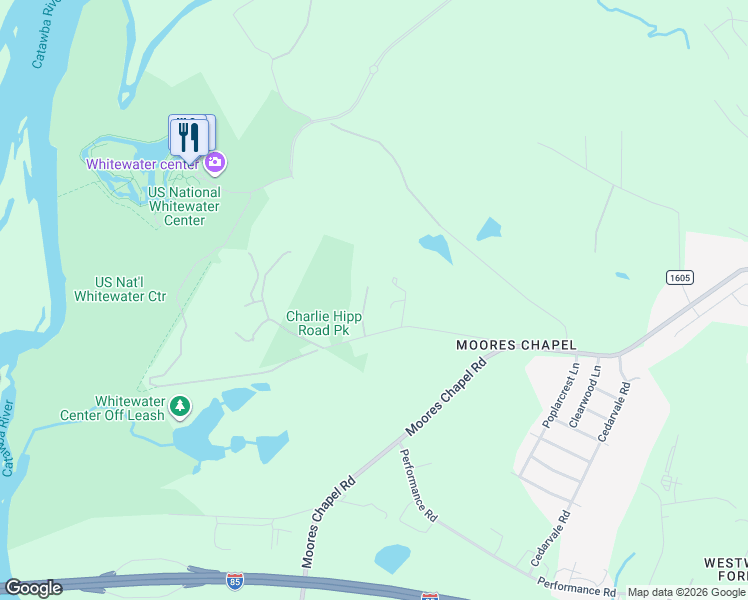 map of restaurants, bars, coffee shops, grocery stores, and more near 4704 Charlie Hipp Road in Charlotte