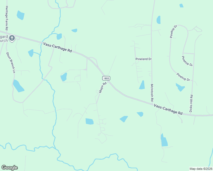 map of restaurants, bars, coffee shops, grocery stores, and more near 111 Major Road in Carthage