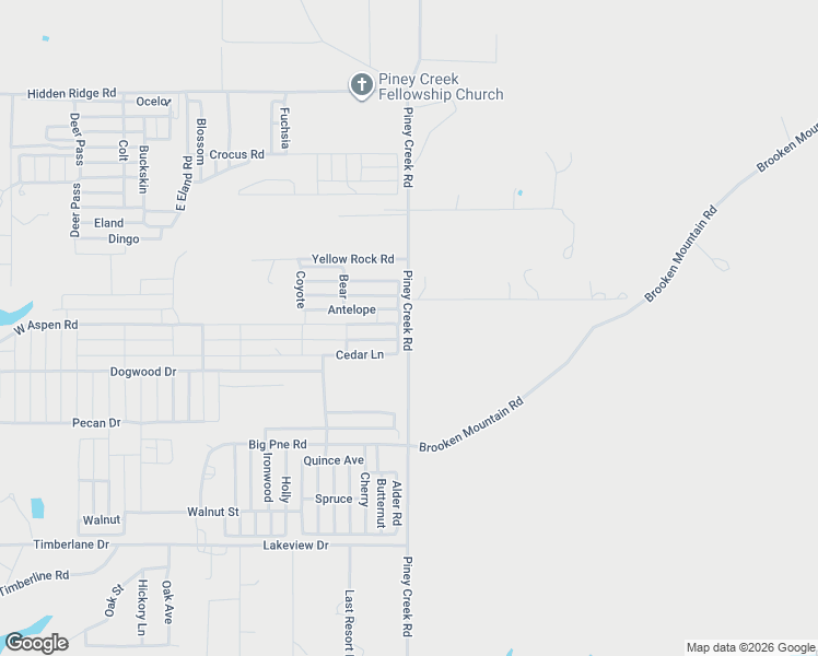 map of restaurants, bars, coffee shops, grocery stores, and more near Piney Creek Road in Longtown