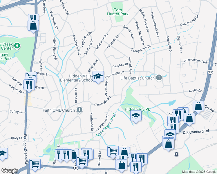 map of restaurants, bars, coffee shops, grocery stores, and more near in Charlotte