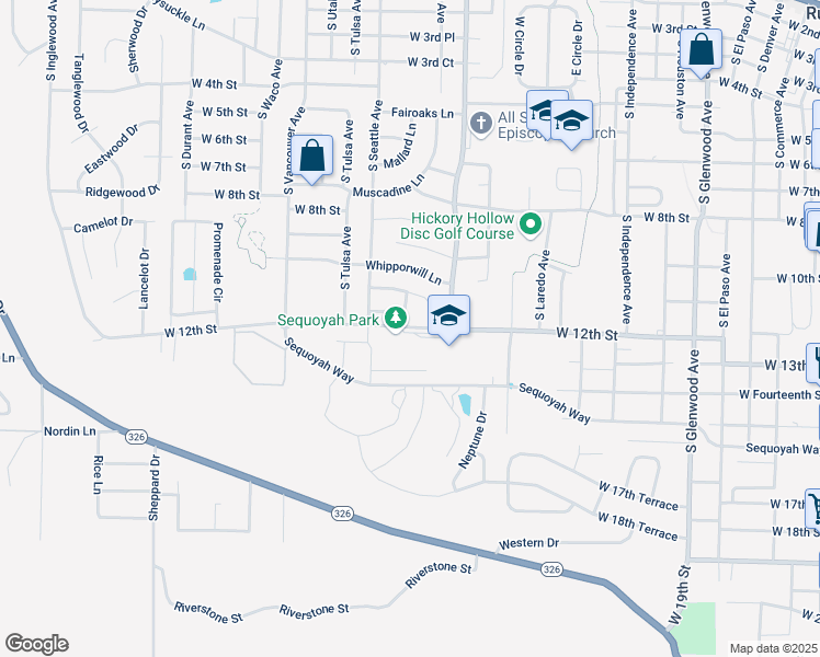 map of restaurants, bars, coffee shops, grocery stores, and more near 1601 West 12th Street in Russellville