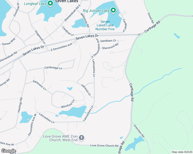 map of restaurants, bars, coffee shops, grocery stores, and more near 113 Lancashire Lane in Seven Lakes