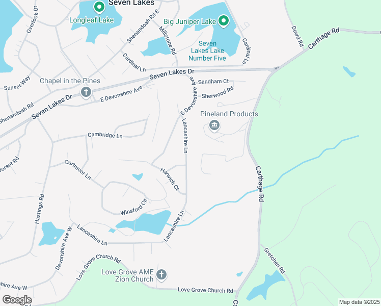 map of restaurants, bars, coffee shops, grocery stores, and more near 113 Lancashire Lane in Seven Lakes