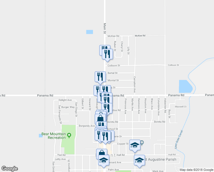 map of restaurants, bars, coffee shops, grocery stores, and more near 9517 Weedpatch Highway in Lamont