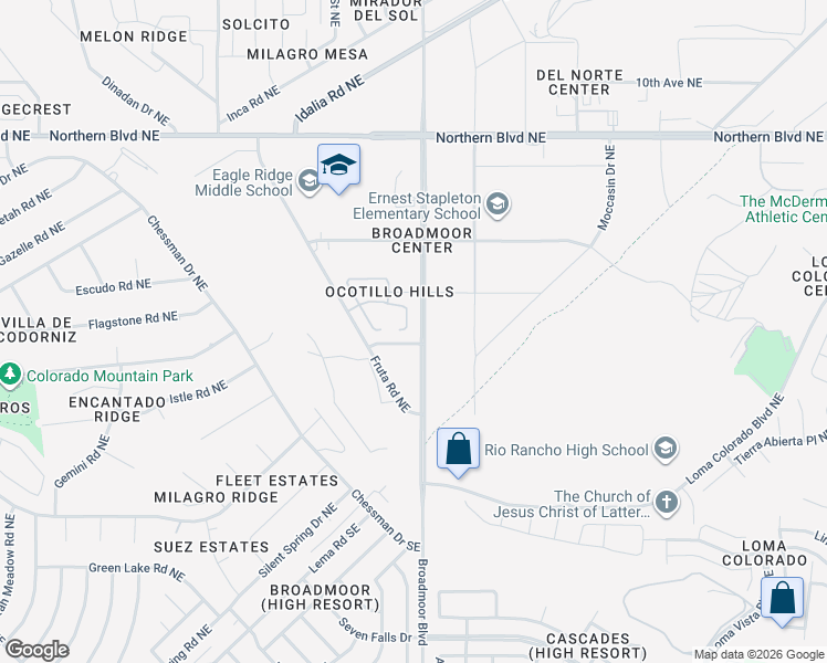 map of restaurants, bars, coffee shops, grocery stores, and more near 2925 Kiva View Northeast in Rio Rancho