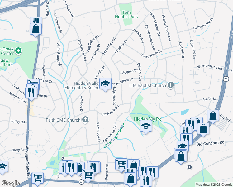 map of restaurants, bars, coffee shops, grocery stores, and more near in Charlotte