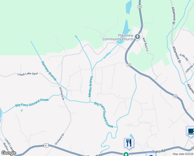 map of restaurants, bars, coffee shops, grocery stores, and more near 307 Mount View Lane in Tracy City