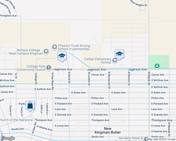 map of restaurants, bars, coffee shops, grocery stores, and more near 4975-4999 North Lomita Street in Kingman