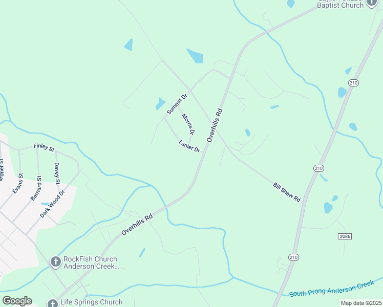 map of restaurants, bars, coffee shops, grocery stores, and more near Lanier Drive in Harnett County