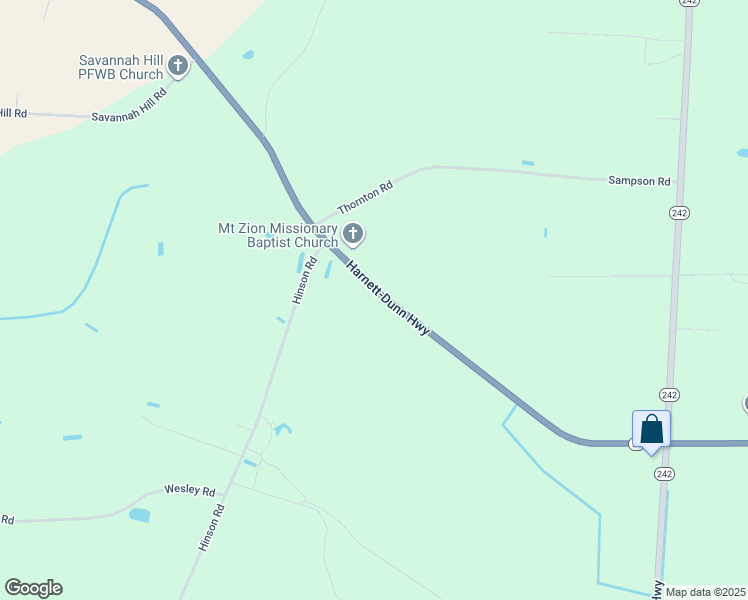 map of restaurants, bars, coffee shops, grocery stores, and more near 8907 Harnett-Dunn Highway in Dunn