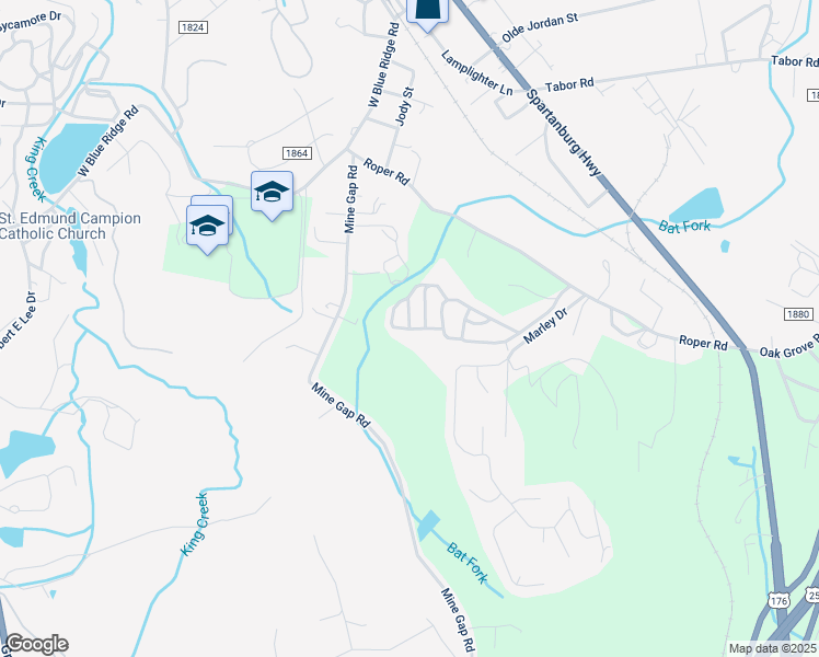 map of restaurants, bars, coffee shops, grocery stores, and more near 409 Haven Hill Ln in Flat Rock