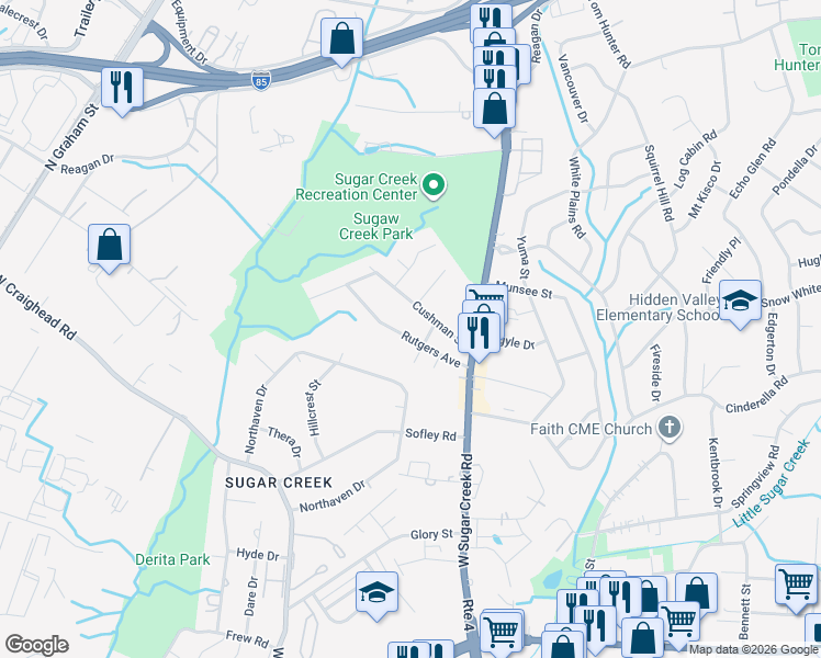map of restaurants, bars, coffee shops, grocery stores, and more near in Charlotte
