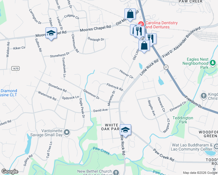 map of restaurants, bars, coffee shops, grocery stores, and more near 908 Marietta Street in Charlotte