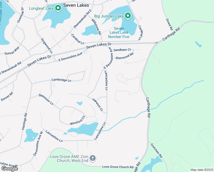 map of restaurants, bars, coffee shops, grocery stores, and more near 111 Lancashire Lane in Seven Lakes