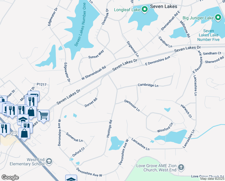 map of restaurants, bars, coffee shops, grocery stores, and more near 106 Hastings Road in West End