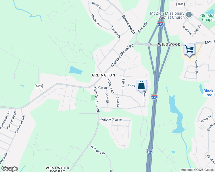 map of restaurants, bars, coffee shops, grocery stores, and more near 1714 Brim Street in Charlotte