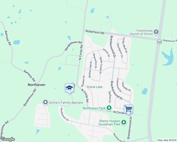 map of restaurants, bars, coffee shops, grocery stores, and more near 743 Brandywine Boulevard in Memphis