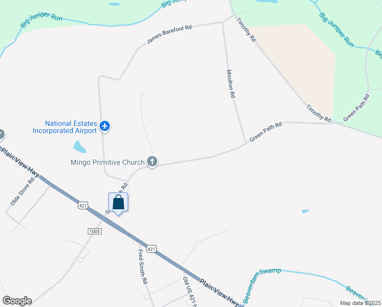 map of restaurants, bars, coffee shops, grocery stores, and more near 7055 Green Path Road in Dunn