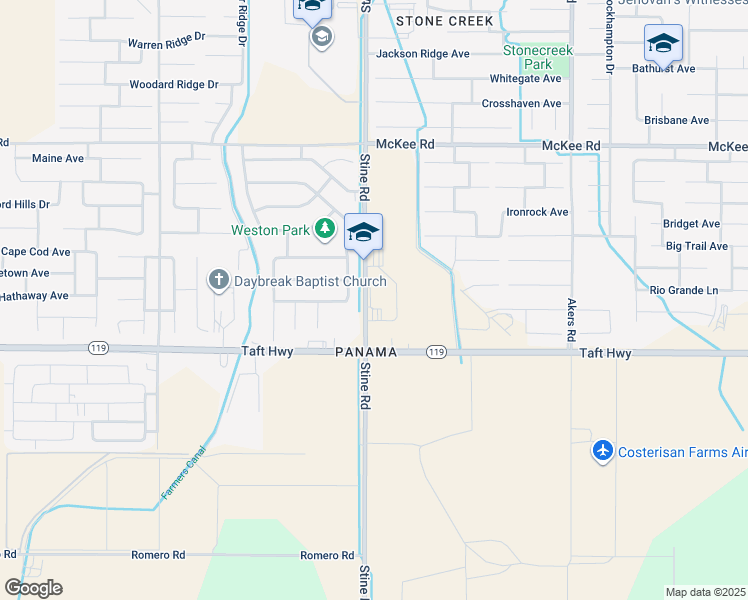 map of restaurants, bars, coffee shops, grocery stores, and more near 9320 Golden Wheat Drive in Bakersfield