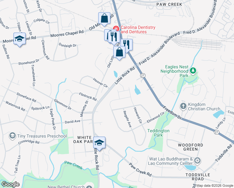 map of restaurants, bars, coffee shops, grocery stores, and more near in Charlotte