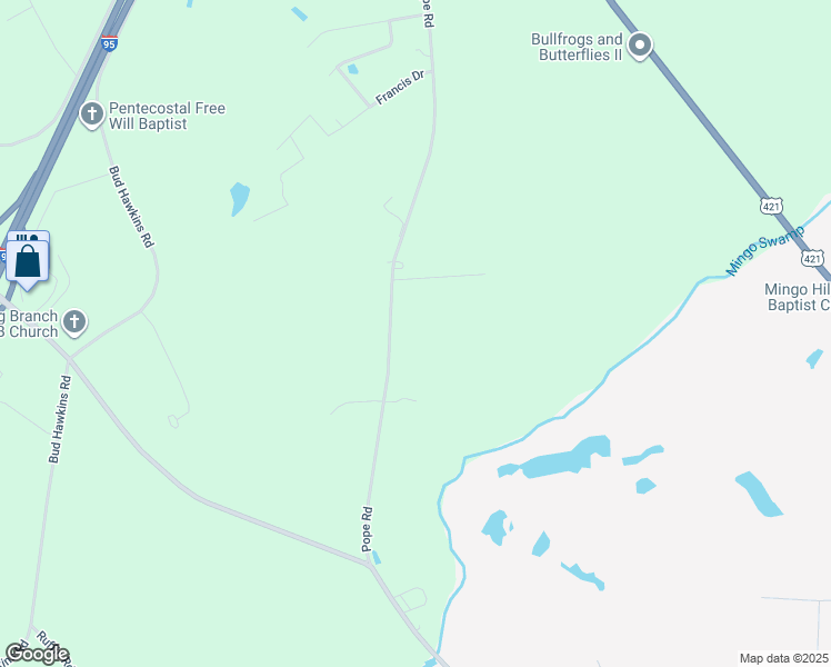 map of restaurants, bars, coffee shops, grocery stores, and more near 1335 Joe Pope Road in Dunn