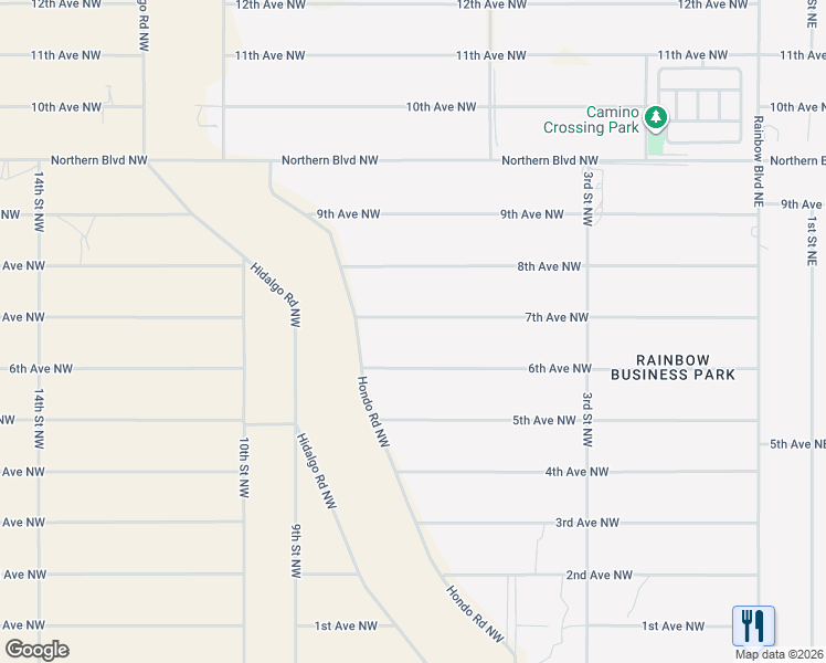 map of restaurants, bars, coffee shops, grocery stores, and more near 613 7th Street Northeast in Rio Rancho