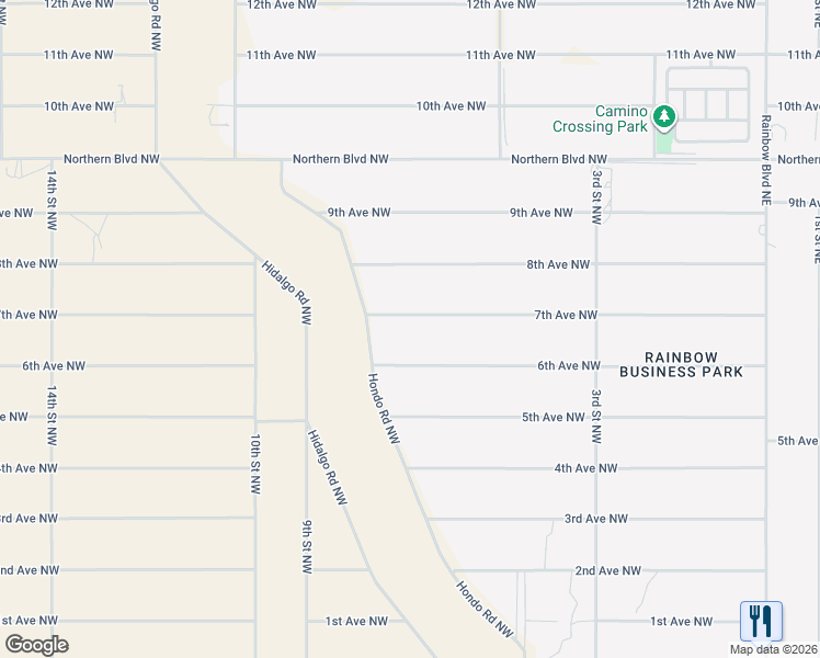map of restaurants, bars, coffee shops, grocery stores, and more near 613 7th Street Northeast in Rio Rancho