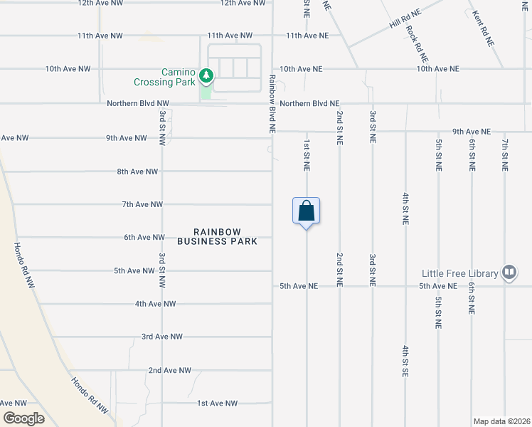 map of restaurants, bars, coffee shops, grocery stores, and more near 11 7th Avenue Northwest in Rio Rancho