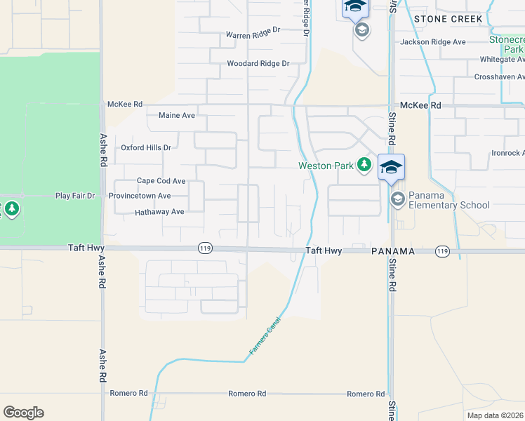 map of restaurants, bars, coffee shops, grocery stores, and more near 9401 Kanosh Cobble Drive in Bakersfield