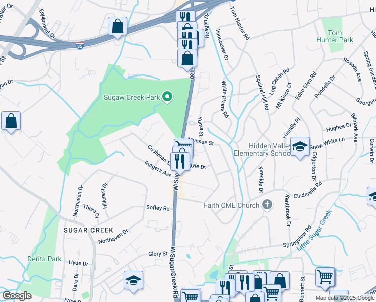 map of restaurants, bars, coffee shops, grocery stores, and more near in Charlotte