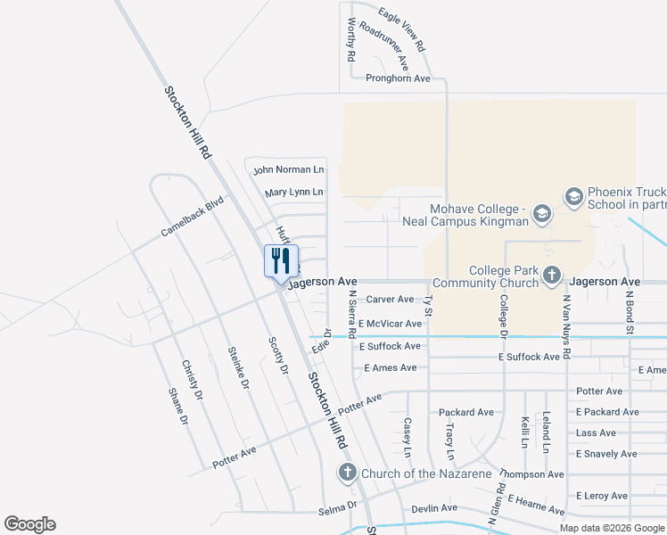 map of restaurants, bars, coffee shops, grocery stores, and more near 5046 Edie Drive in Kingman