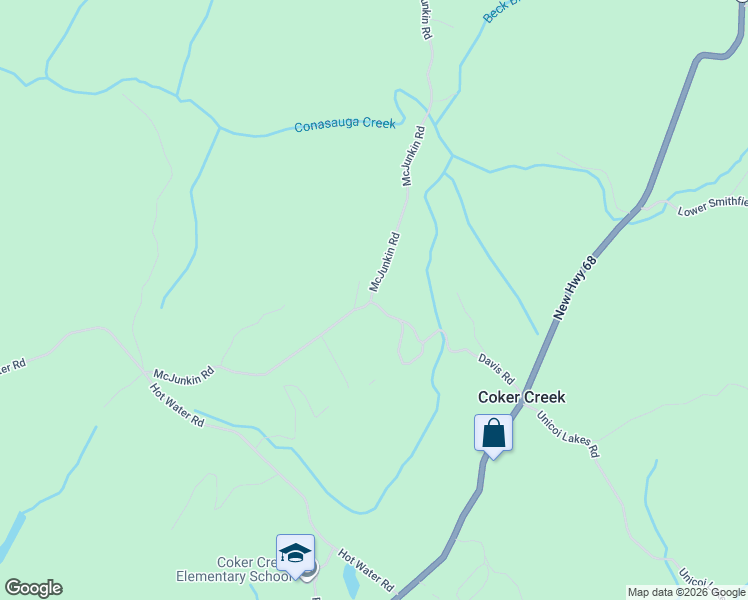 map of restaurants, bars, coffee shops, grocery stores, and more near 205 Davis Road in Tellico Plains