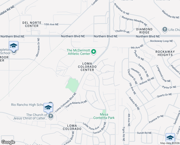 map of restaurants, bars, coffee shops, grocery stores, and more near 725 Palo Alto Drive Northeast in Rio Rancho