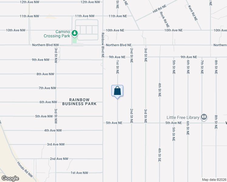 map of restaurants, bars, coffee shops, grocery stores, and more near 633 1st Street Northeast in Rio Rancho