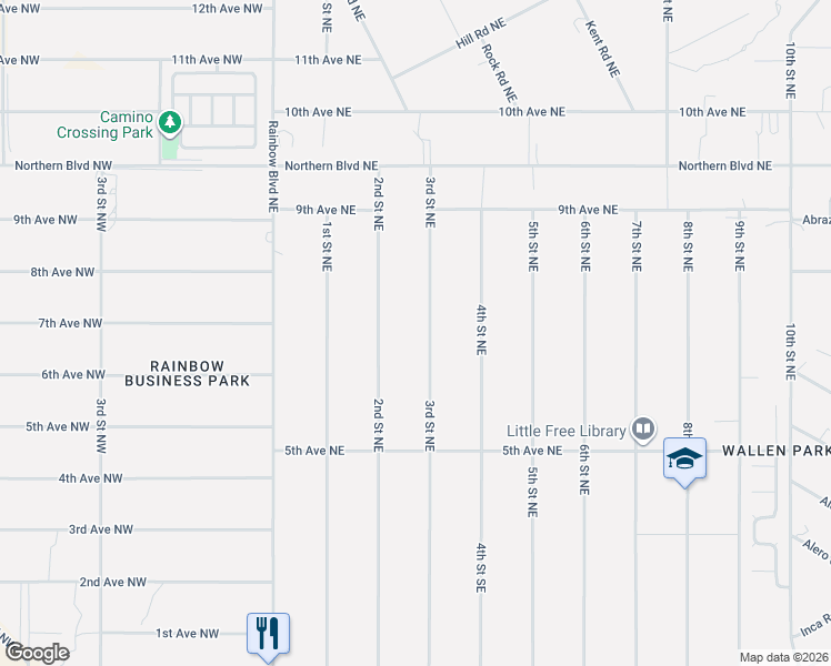 map of restaurants, bars, coffee shops, grocery stores, and more near 617 3rd Street Northeast in Rio Rancho