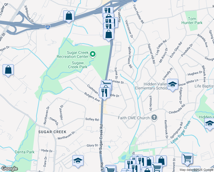 map of restaurants, bars, coffee shops, grocery stores, and more near in Charlotte