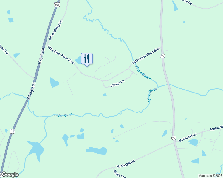 map of restaurants, bars, coffee shops, grocery stores, and more near 221 Village Lane in Carthage