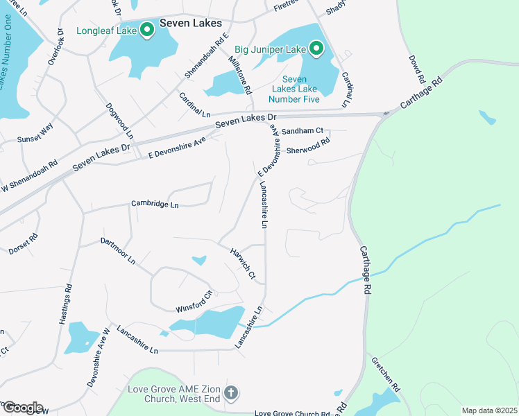 map of restaurants, bars, coffee shops, grocery stores, and more near 112 Lancashire Lane in Seven Lakes