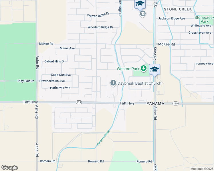 map of restaurants, bars, coffee shops, grocery stores, and more near 9401 Kanosh Cobble Drive in Bakersfield