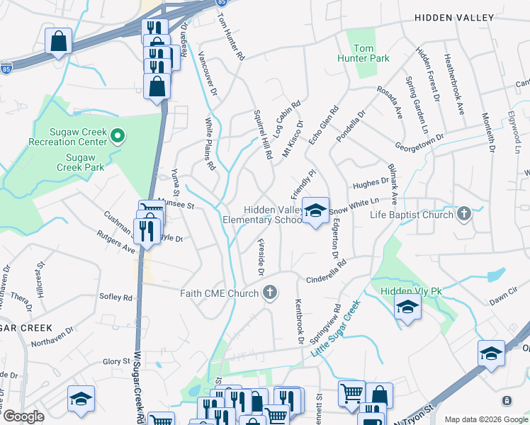 map of restaurants, bars, coffee shops, grocery stores, and more near 4618 Thornwood Road in Charlotte