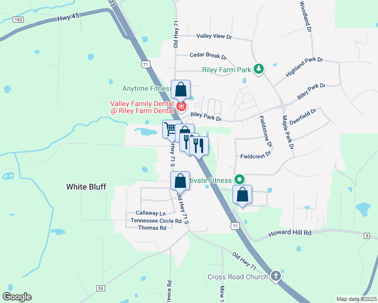 map of restaurants, bars, coffee shops, grocery stores, and more near 12000 U.S. 71 in Fort Smith