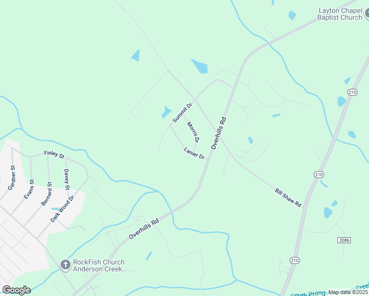 map of restaurants, bars, coffee shops, grocery stores, and more near Lanier Drive in Harnett County