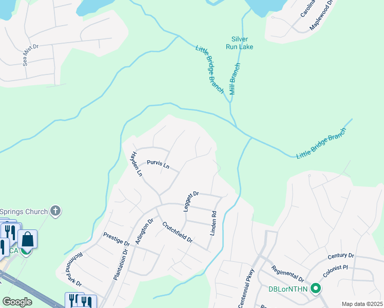 map of restaurants, bars, coffee shops, grocery stores, and more near 235 Lattimore Road in Cameron