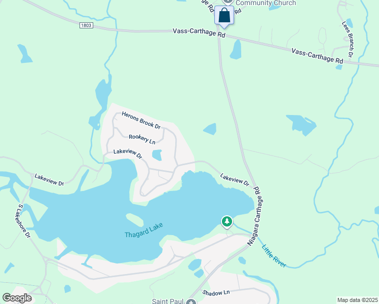map of restaurants, bars, coffee shops, grocery stores, and more near 675 Herons Brook Drive in Whispering Pines