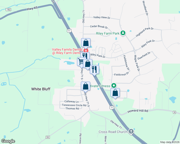 map of restaurants, bars, coffee shops, grocery stores, and more near 12000 U.S. 71 in Fort Smith