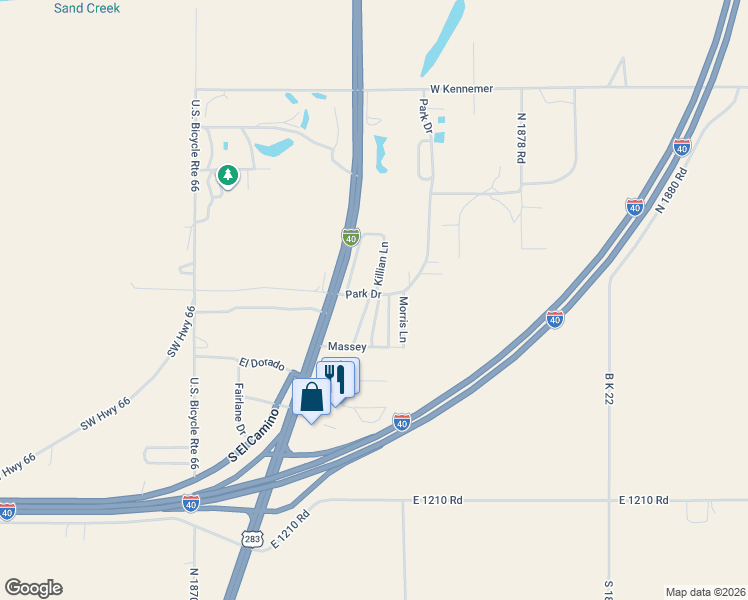 map of restaurants, bars, coffee shops, grocery stores, and more near 2100 Rizley Road in Sayre