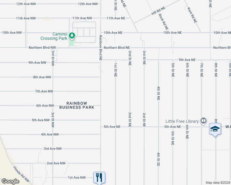 map of restaurants, bars, coffee shops, grocery stores, and more near 709 1st Street Northeast in Rio Rancho