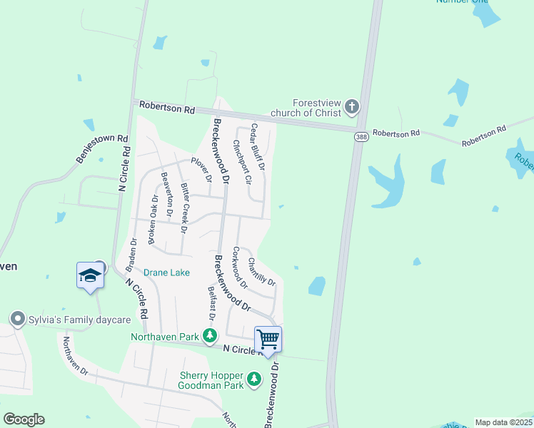 map of restaurants, bars, coffee shops, grocery stores, and more near 5264 Cedar Bluff Drive in Memphis