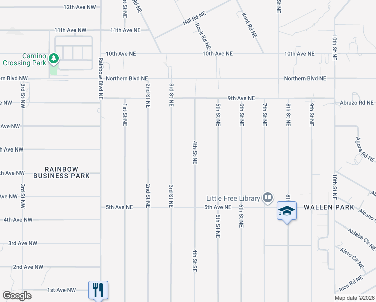 map of restaurants, bars, coffee shops, grocery stores, and more near 103 2nd Street Southeast in Rio Rancho